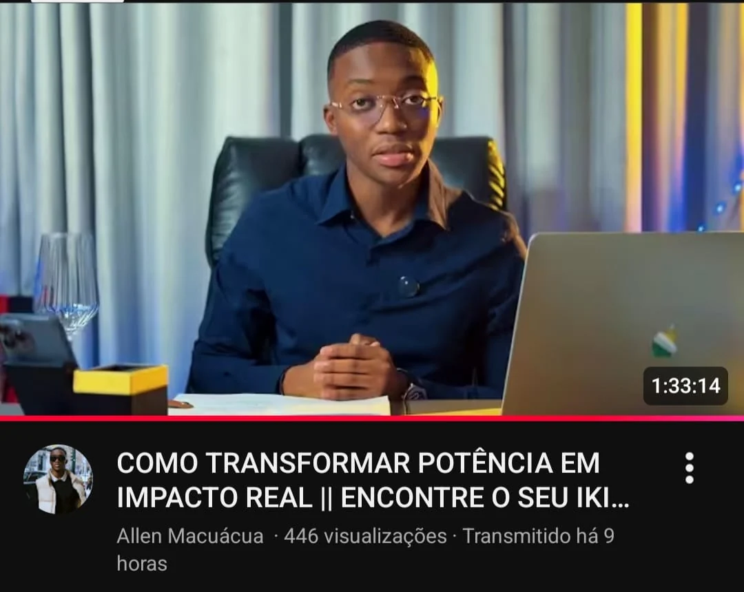 Allen Macuácua durante a live ao vivo no YouTube
